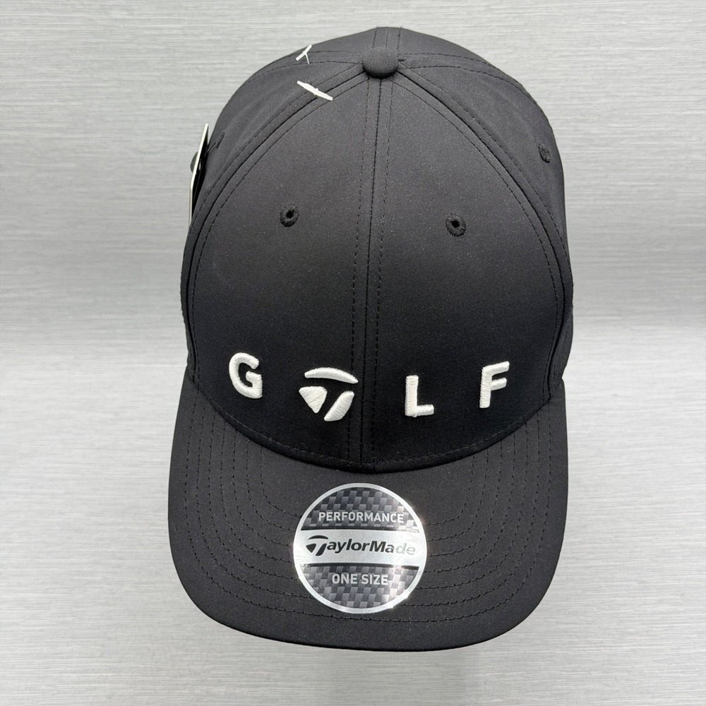 TaylorMade Golf Cap Men's Black Logo Performance Adjustable Regular One Size NWT